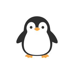 Fototapeta premium Cute standing penguin illustration, friendly Antarctic bird character in minimalist flat vector style