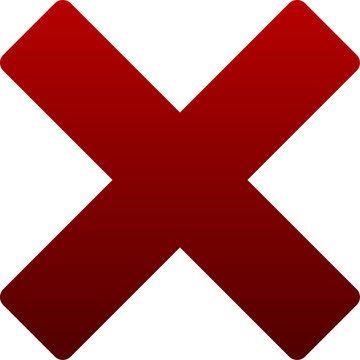 Red cross icon for delete error cancel and remove status
