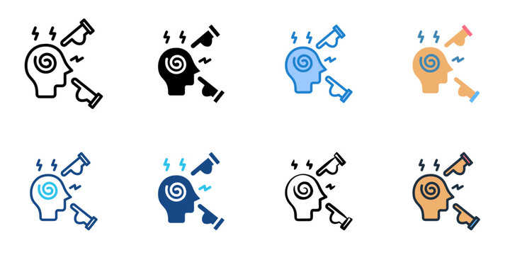 Peer pressure icons set multiple style collection. Editable stroke 
