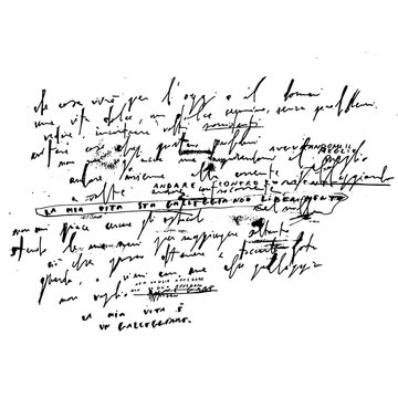 A grunge texture handwritte note with messy handwritten words and scribbles on a paper