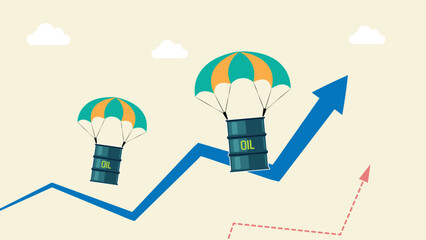 Global energy crisis, crude oil price hike, oil barrel cost, petroleum production and fuel industry © RanjanaK