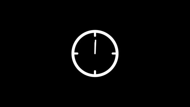 Time lapse of clock animaton. Fast speed timer with moving arrows on black background. Digital illustration. Timer