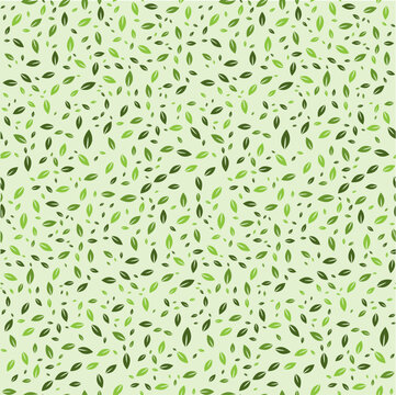 Modern Green Leaves Eco Pattern Seamless Background. Vector.