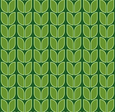 Modern Green Leaves Eco Pattern Seamless Background. Vector.