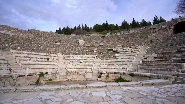 Small ancient theater at the State Agora ruins in Ephesus ancient city