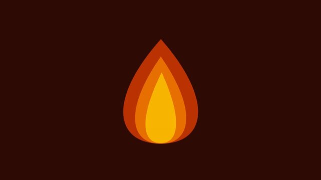 Animated stylized fire flame icon fading out on dark background