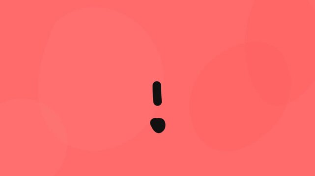 Hand Drawn Animated Exclamation Mark on Coral Background