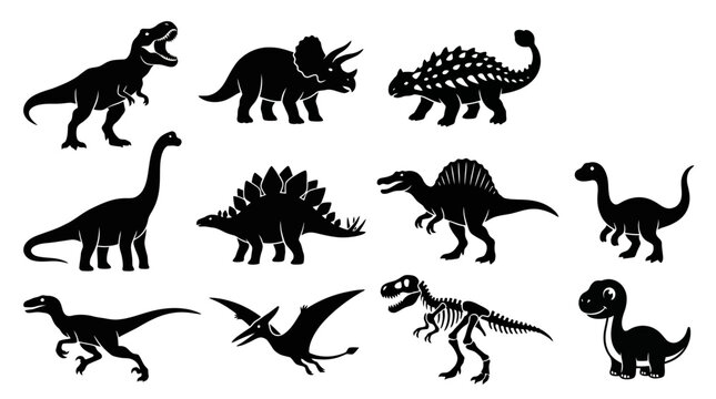 10 Dinosaur Silhouette Vector Pack &ndash; Prehistoric Animal SVG Collection