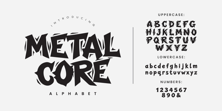 Metal core horror death metal display font with sharp edge jagged thorn style for music branding
