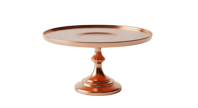 Rose gold cake stand on transparent background