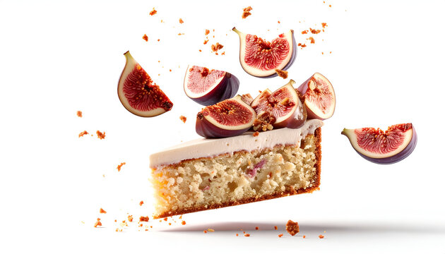 Delicious cake with fig slices floating.