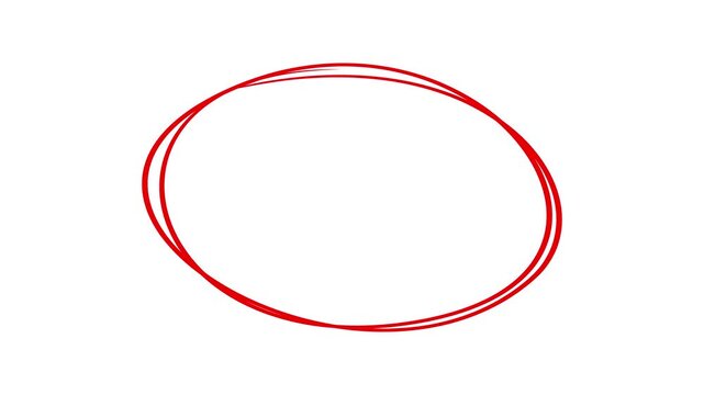 Circle marker with drawing effect, hand drawn circle marker white screen, red marke pen style, Red Circle Highlighter Scribble Animation on transparent background.
