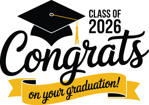 Congratulations graduates vector illustration, class of 2024 trendy design with graduation cap and hand drawn typography isolated on white background for ceremony celebration.