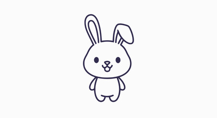Obraz premium Adorable cartoon bunny rabbit with cute expression and simple design.
