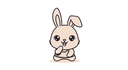 Obraz premium Adorable Cartoon Bunny Rabbit with Big Eyes and Cute Expression.