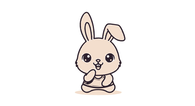 Adorable Cartoon Bunny Rabbit with Big Eyes and Cute Expression.