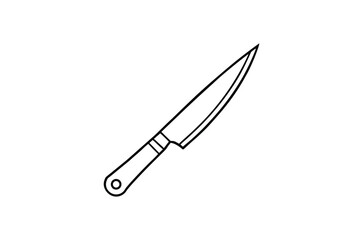 Fototapeta premium Simple line drawing of a kitchen knife on a white background