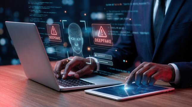 Online security relies on facial tracking and deepfake detection technology to safeguard against cyber threats and unauthorized login.