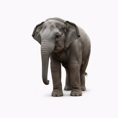 Fototapeta premium Young Asian elephant calf standing alone in soft natural light, minimalist wildlife portrait