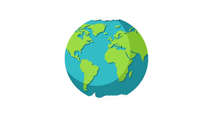 Fototapeta premium Cartoon Earth Globe Depicting Continents and Oceans on White Background.