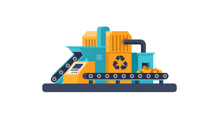 Naklejka premium Recycling plant illustration showcasing waste management and environmental sustainability.