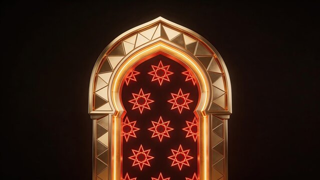 Golden archway with glowing star patterns