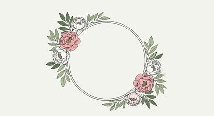 Floral Wreath with Pink Roses. © rapa
