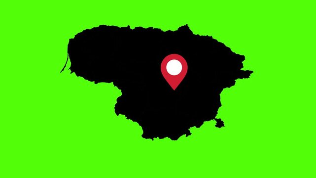 Lithuania map with Location Pin Highlight Geographic Animation	