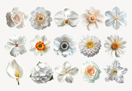 Elegant White Floral Element Design Set