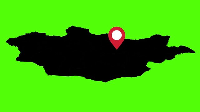 Mongolia Map Location Pin Highlight Geographic Animation