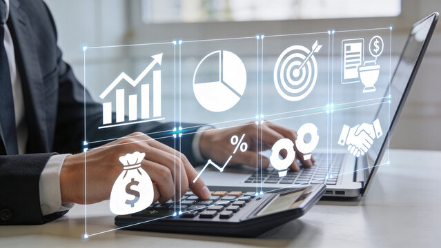 HR Recruiter Reviewing Digital Resumes on Laptop with AI Hiring Interface, Online Recruitment Screening, Human Resources Talent Selection Technology