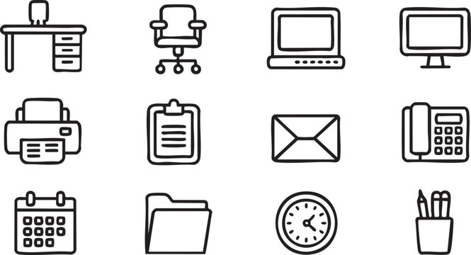 Minimal Office and Workplace Icons Collection for Corporate Design