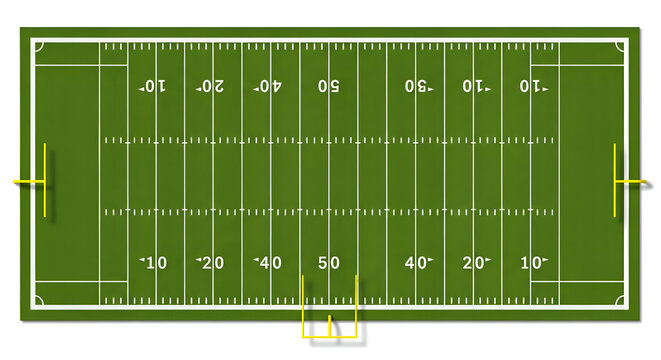 American football field with yard lines.