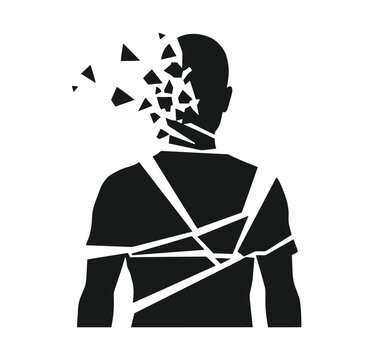 A man tied up with tape and shattered head exploding into pieces freely