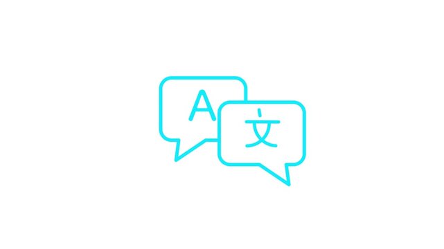 Language translation icon animation chat bubble multilingual communication symbol global interpreter ui ux vector modern minimal design concept