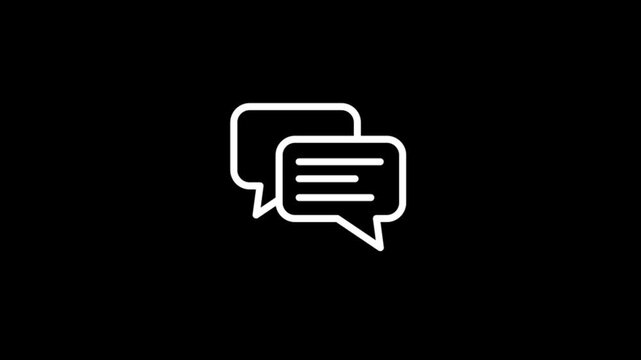 Double Chat Animation Icon. Two overlapping speech bubbles in yellow and blue representing active discussion,