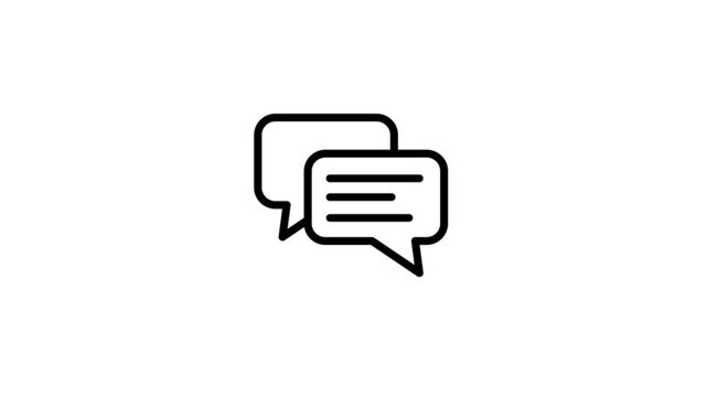 Double Chat Animation Icon. Two overlapping speech bubbles in yellow and blue representing active discussion,