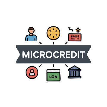Microcredit financial concept illustration with icons