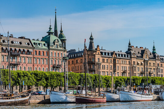Sailboats moored in &Ouml;stermalm, Stockholm