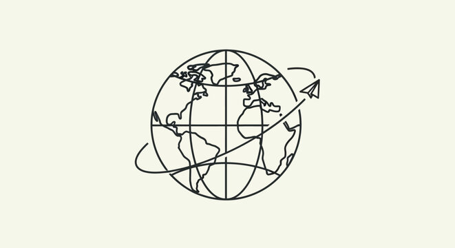 Globe with lines and arrows moving.