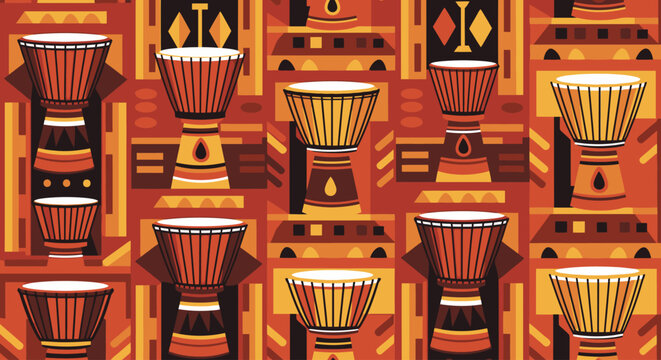 African Djembe Drums Pattern Background