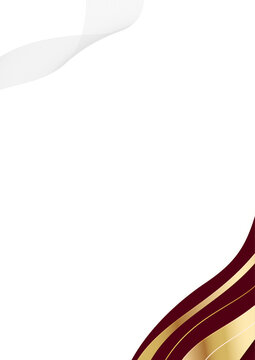Elegant Abstract Swirls of Burgundy and Gold on White Background.