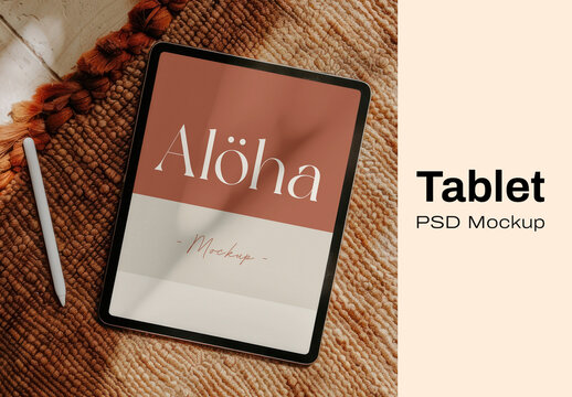 Tablet Mockup With Stylus PSD