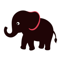 Obraz premium Dark brown elephant icon, minimalist animal silhouette, red accent, white background, vector illustration