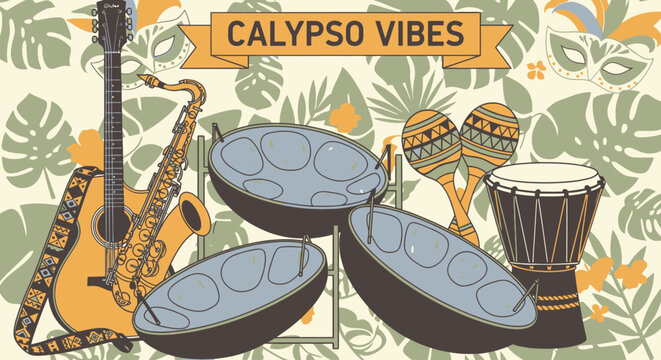 Calypso Vibes Music Instruments Illustration