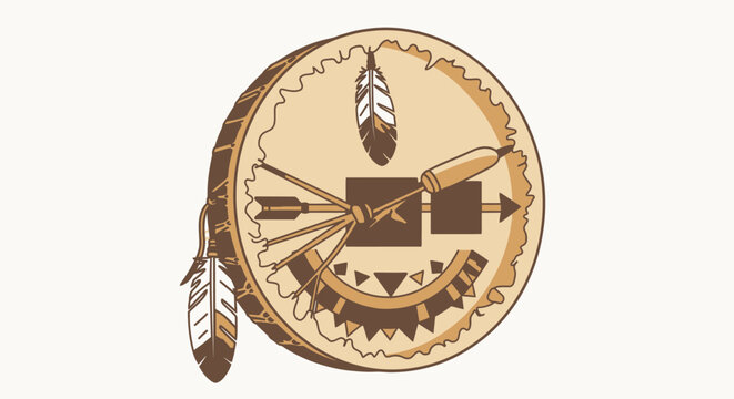 Native American Feathered Arrow Circle Emblem