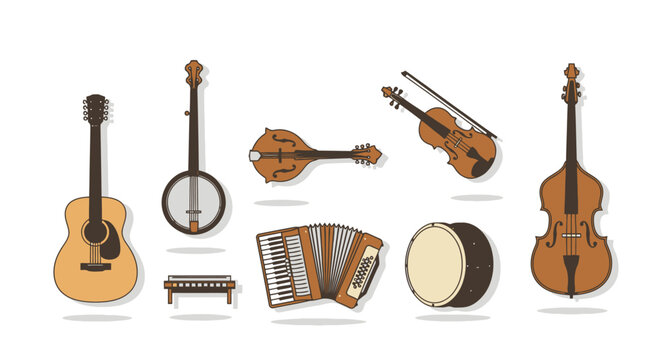 Various musical instruments for orchestra or band performance