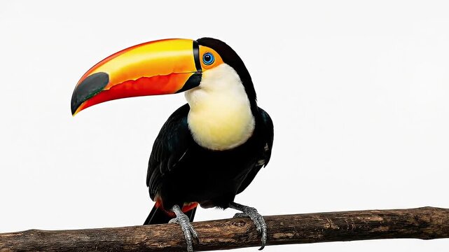 Vibrant Toco Toucan Bird on White Background