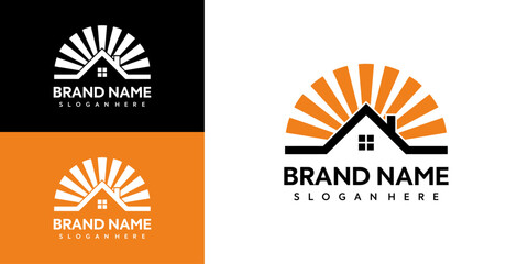 House roof logo design with sunburst. © AZ Zhaf