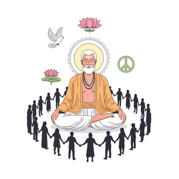 Kabir Jayanti celebration with people around a meditating saint